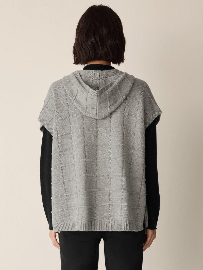 Cotton and Recycled Cashmere Hooded Poncho 4