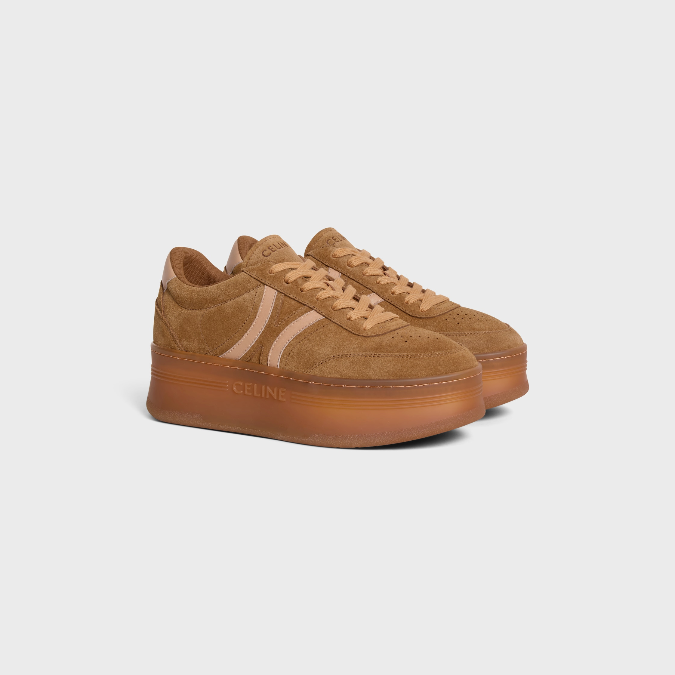 CELINE - BLOCK SNEAKERS WITH BACK TRIOMPHE AND WEDGE OUTSOLE IN SUEDE CALFSKIN AND CALFSKIN - 2