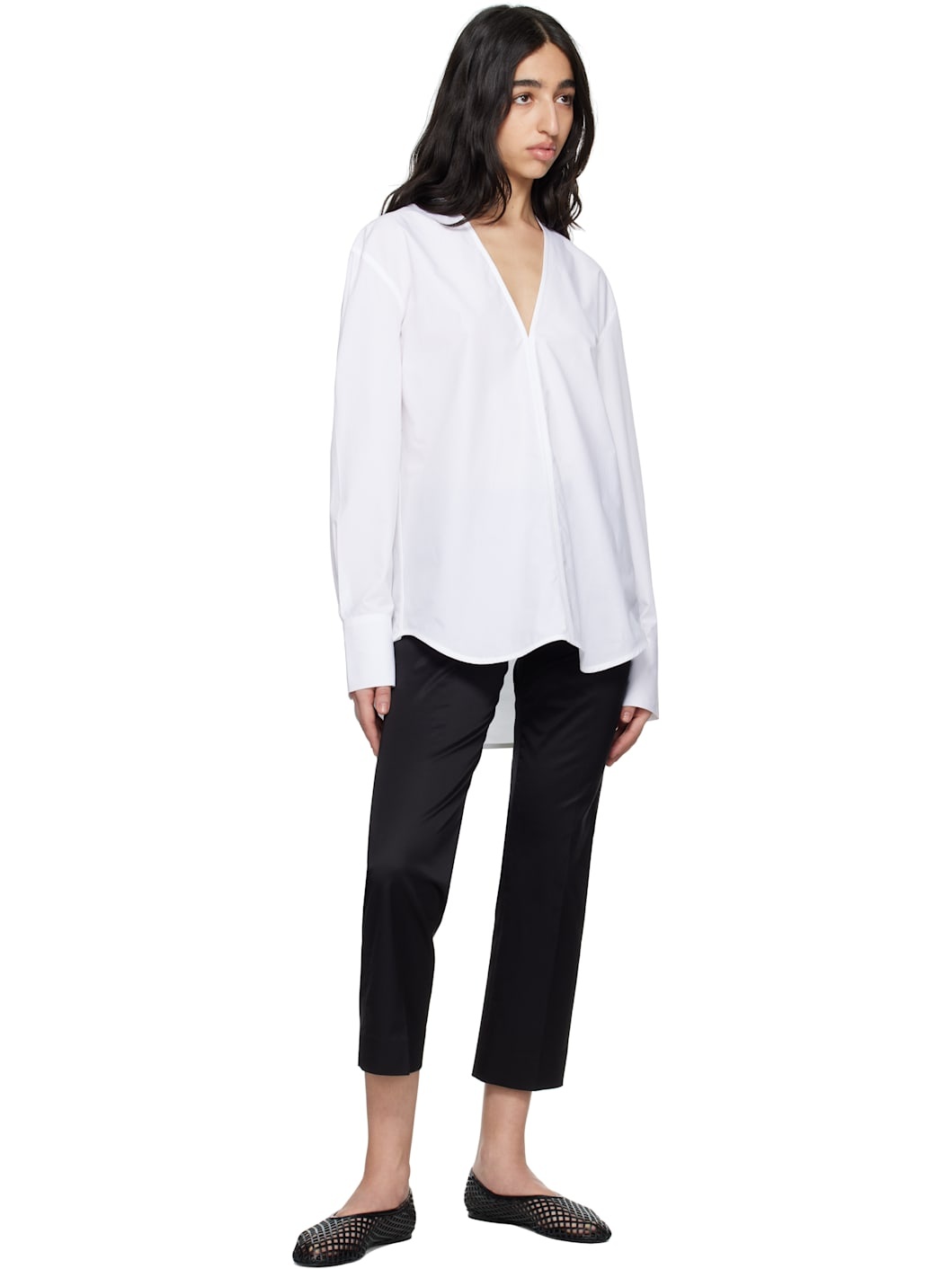 Black Cropped Straight Trousers - 4
