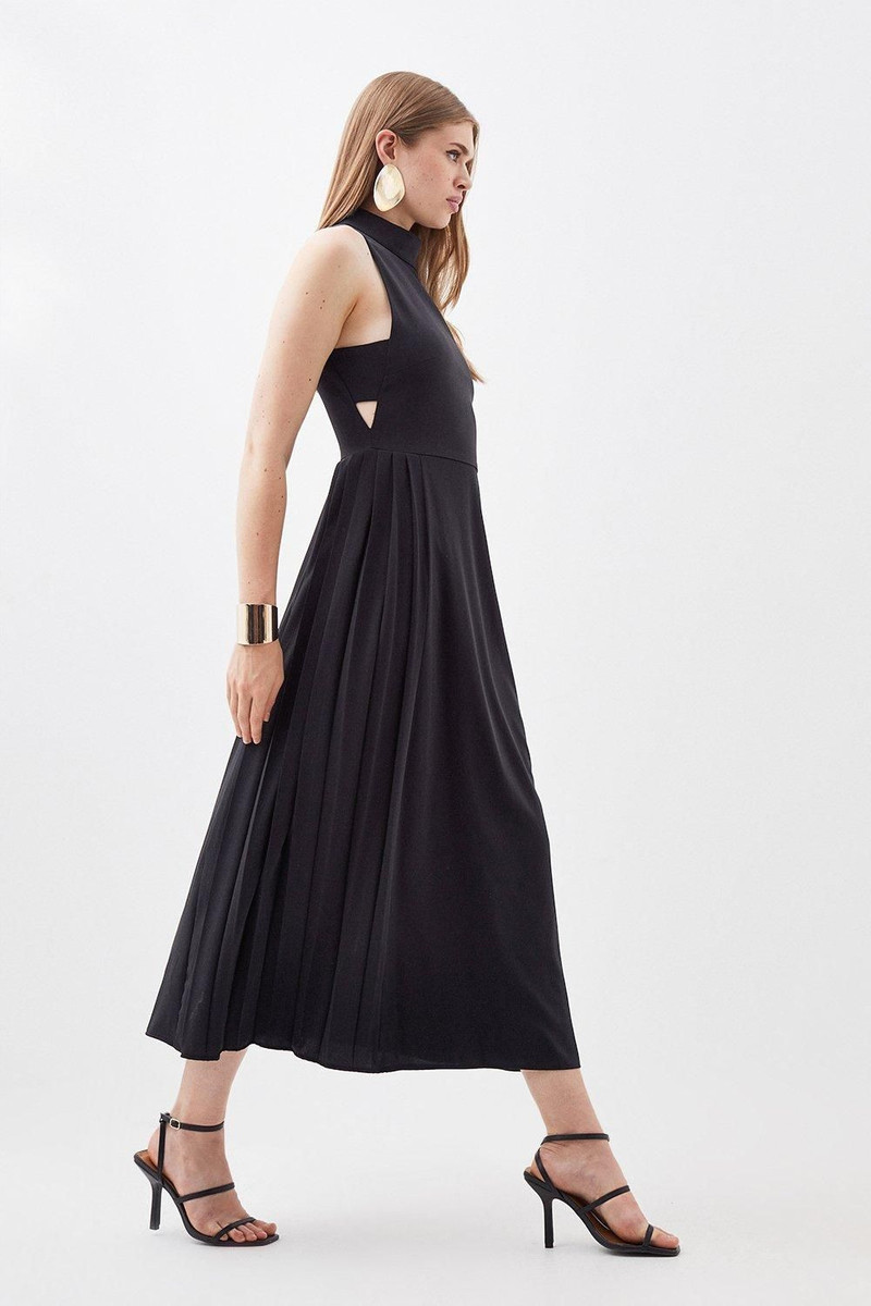 Soft Tailored Pleated Panel Maxi Dress 3