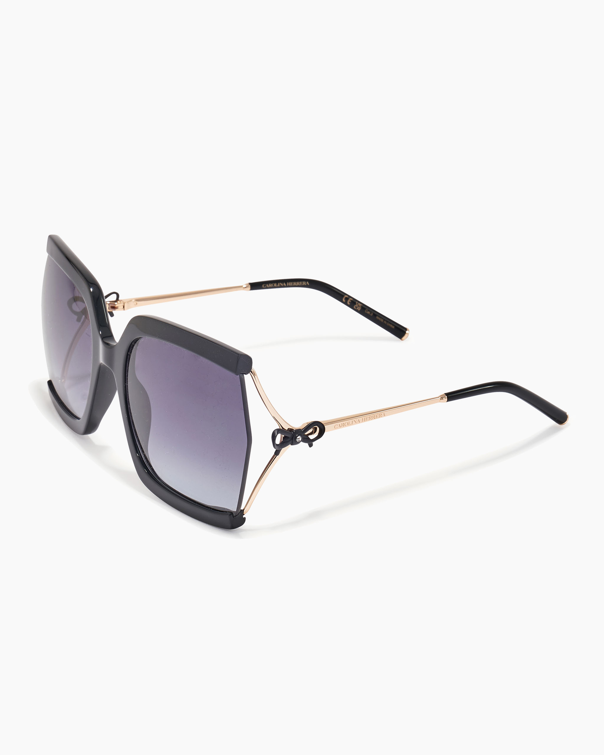 Bow-Embellished Oversized Rectangular Sunglasses - 2
