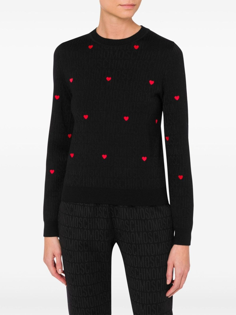 Moschino heart-embroidered intarsia-knit jumper outlook