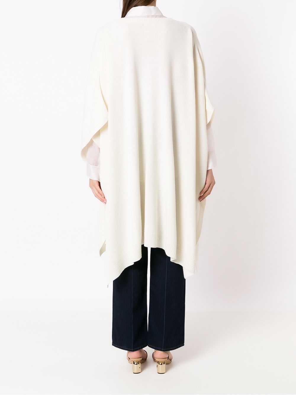 logo-plaque knitted poncho - 4