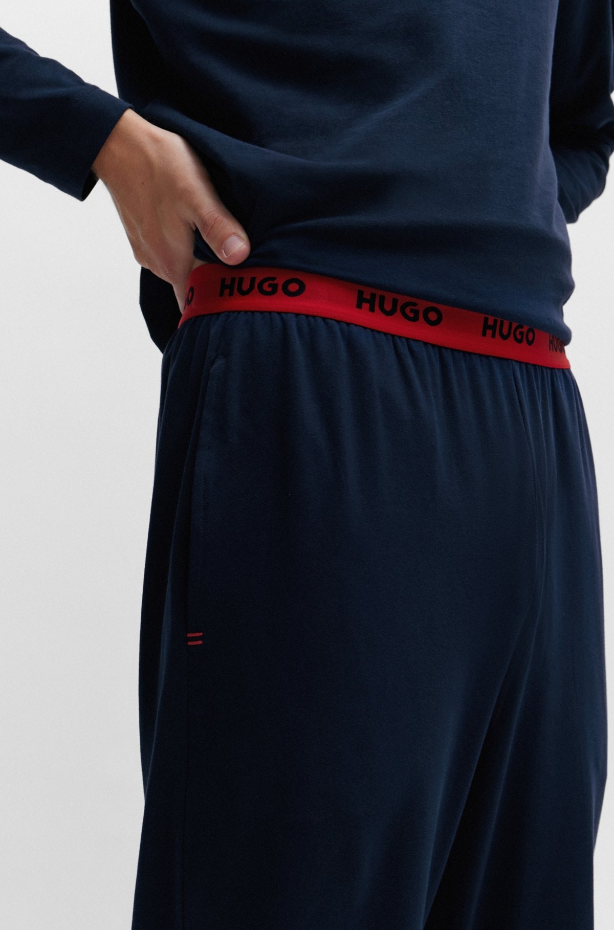 STRETCH-COTTON JERSEY PAJAMA BOTTOMS WITH LOGO WAISTBAND - 5