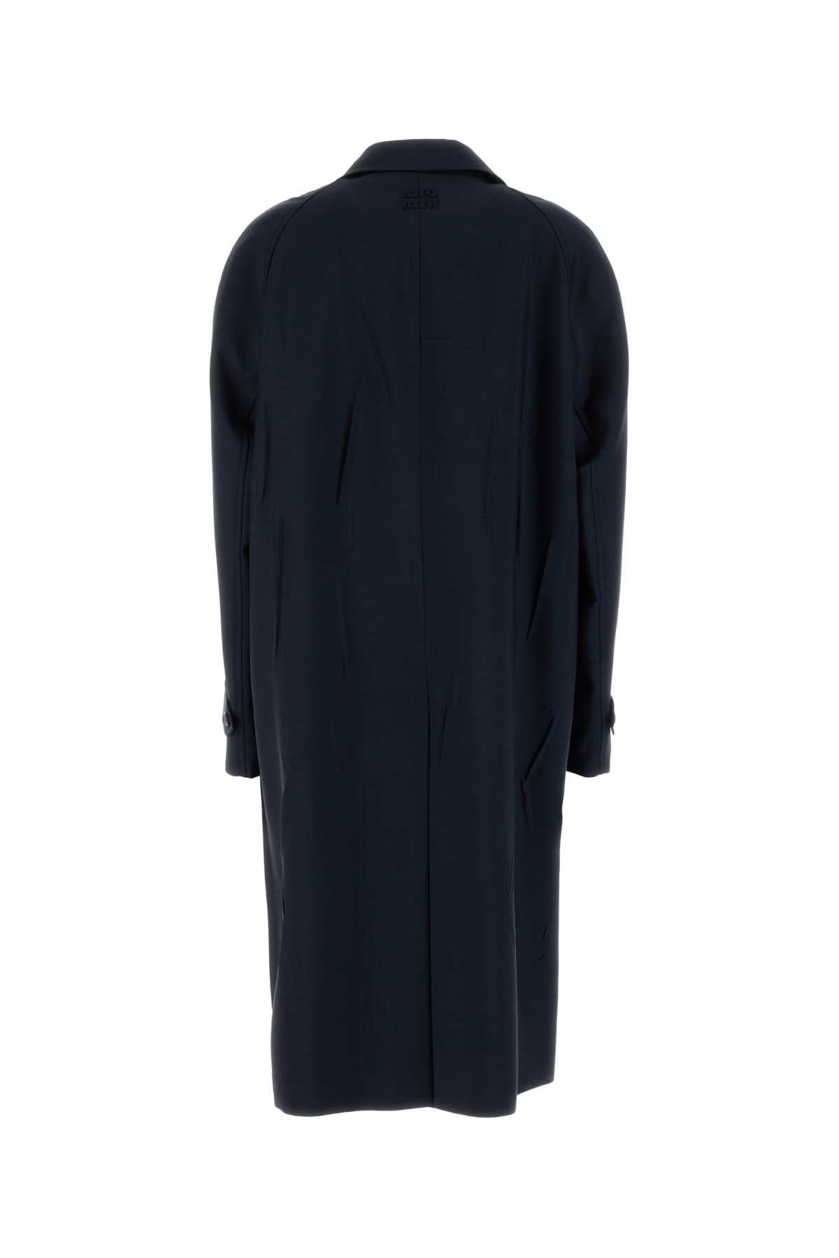 Miu Miu Women Navy Blue Mohair Blend Oversize Overcoat - 2