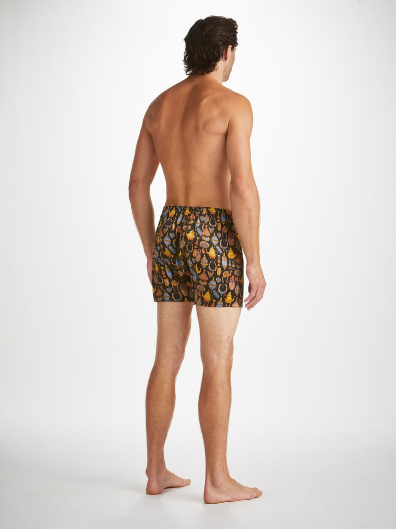 Men's Classic Fit Boxers Brindisi 100 Silk Satin Black - 4