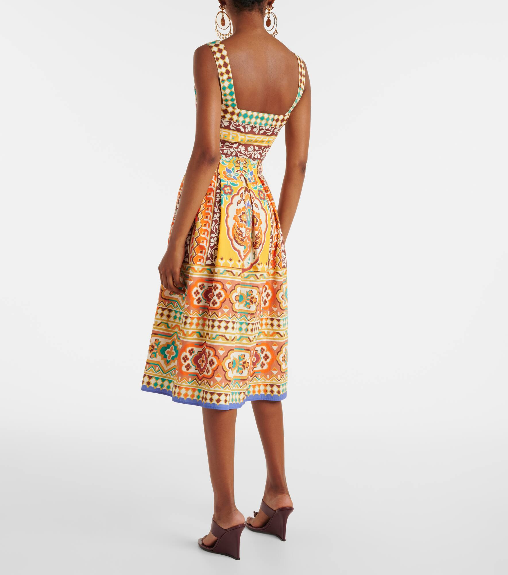 Printed cotton midi dress - 3