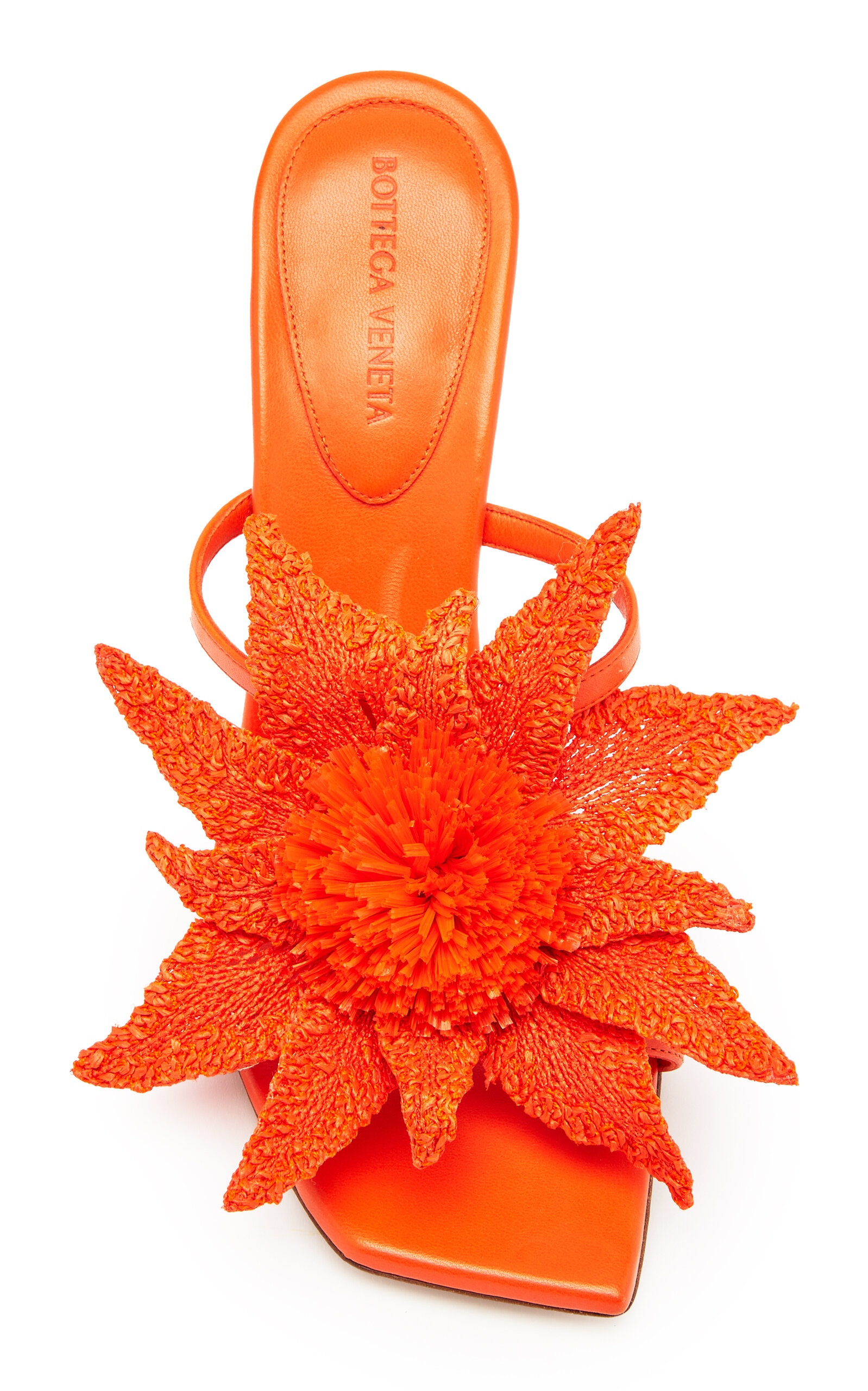 Adam Flower-Detailed Leather Sandals orange - 3