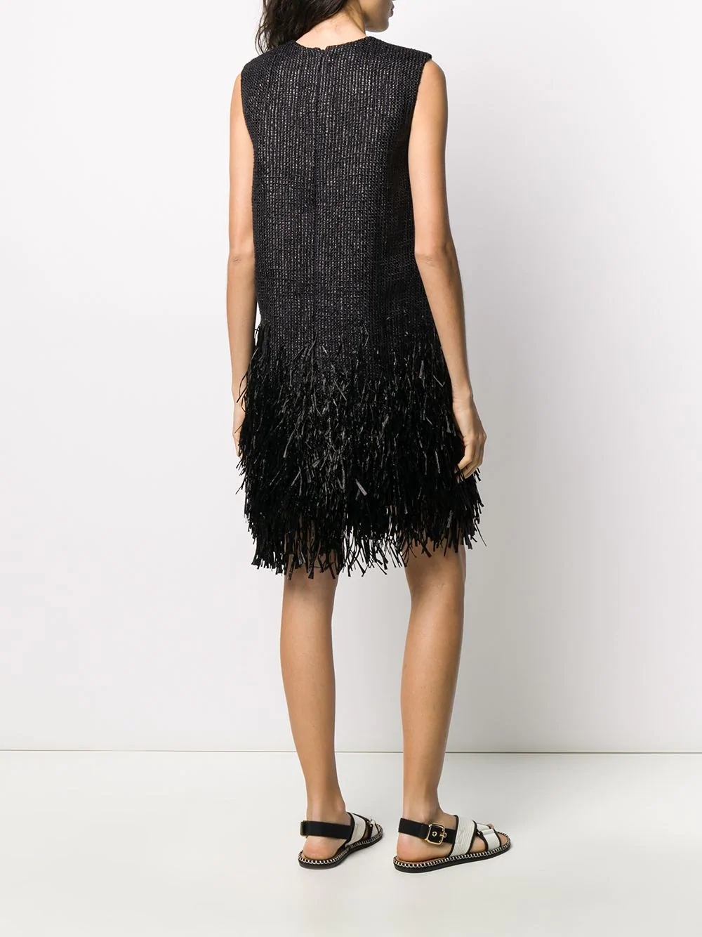 fringe-trimmed mini dress - 4