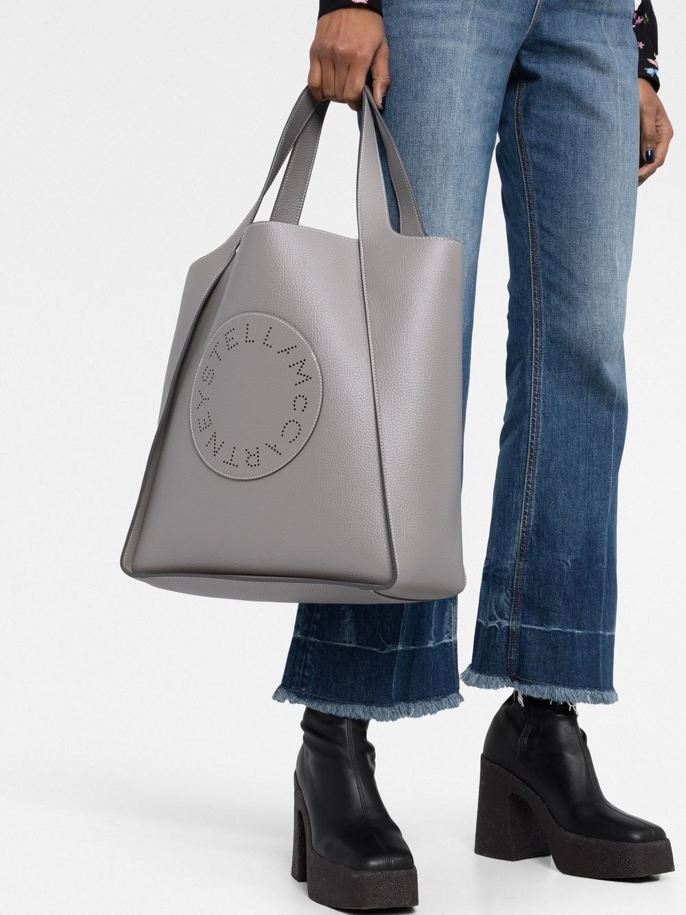 perforated logo tote bag - 3