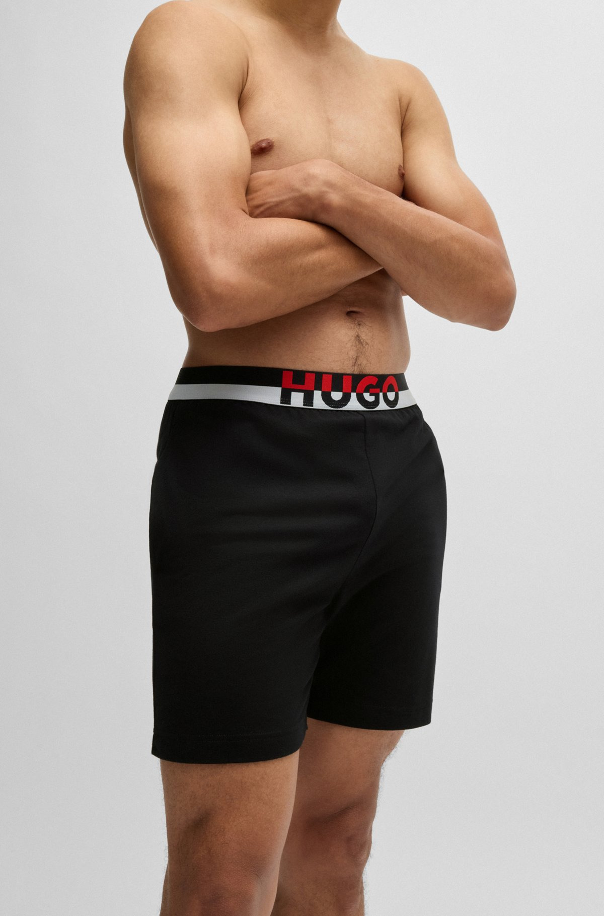 STRETCH-COTTON PAJAMA BOTTOMS WITH COLOR-BLOCKED WAISTBAND - 5