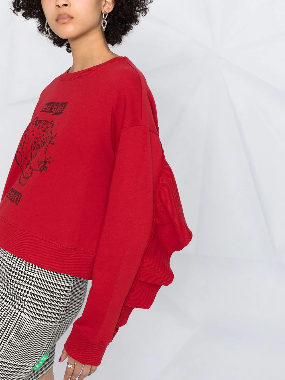 slogan print frilled back sweatshirt - 3