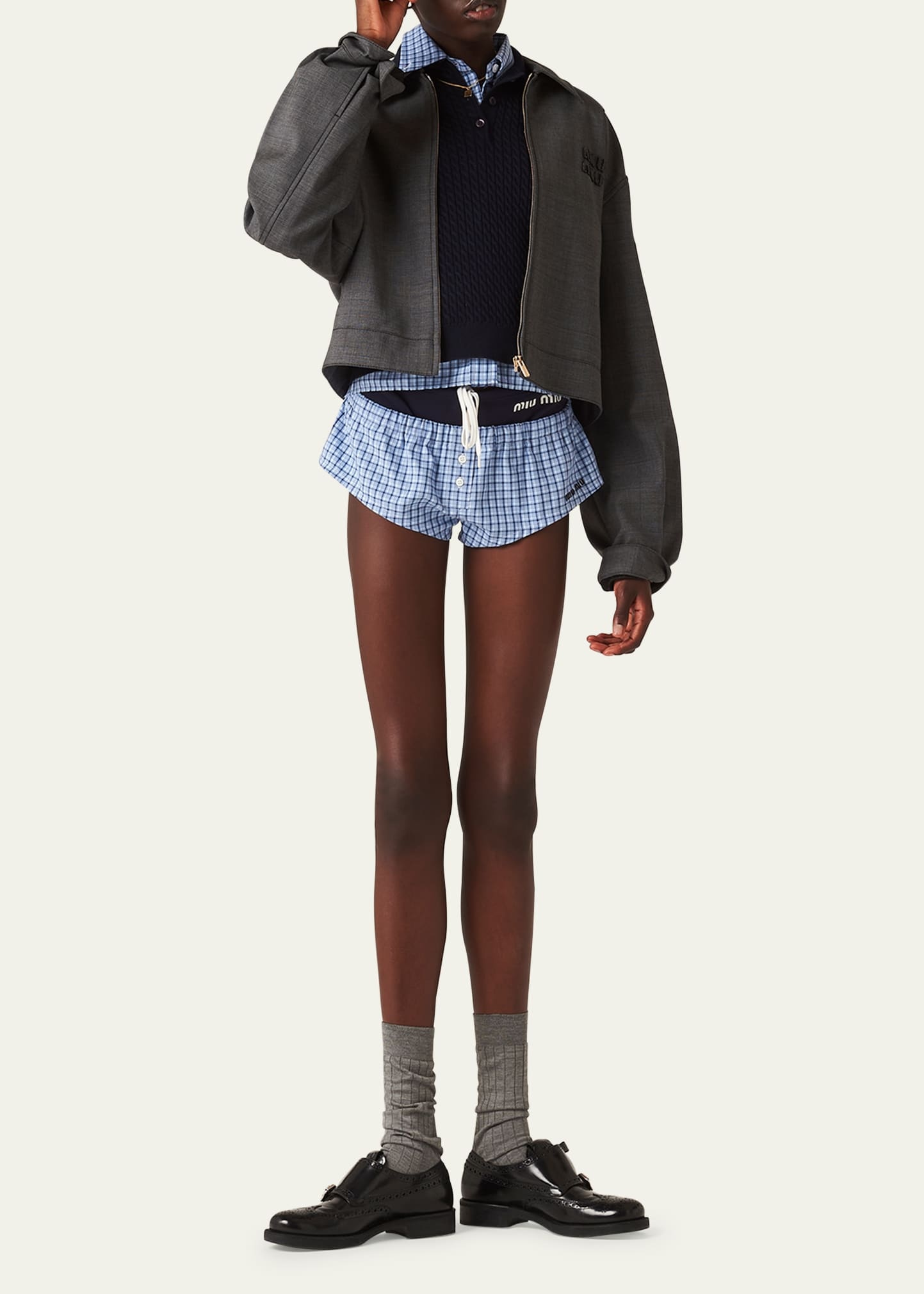 Long-Sleeve Zip Up Wool Jacket - 2