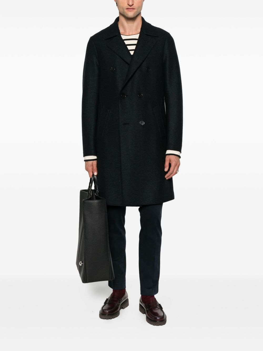 double-breasted wool coat - 2