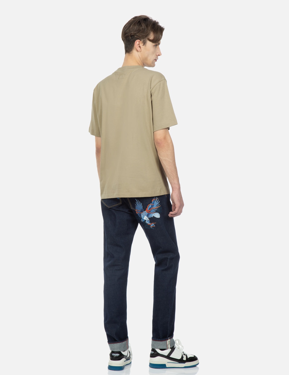 Seagull and Eagle Embroidery Carrot Fit Jeans #2017 - 4