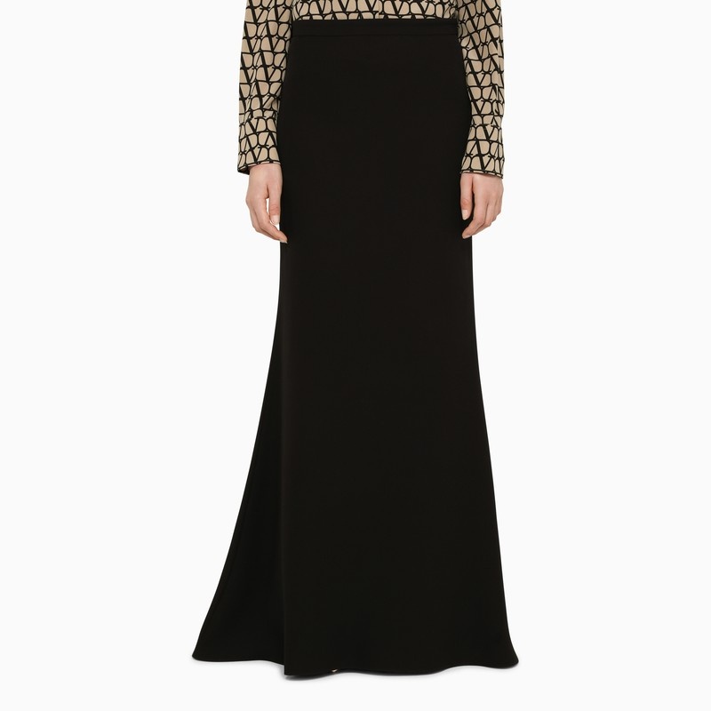 Black silk long skirt - 1