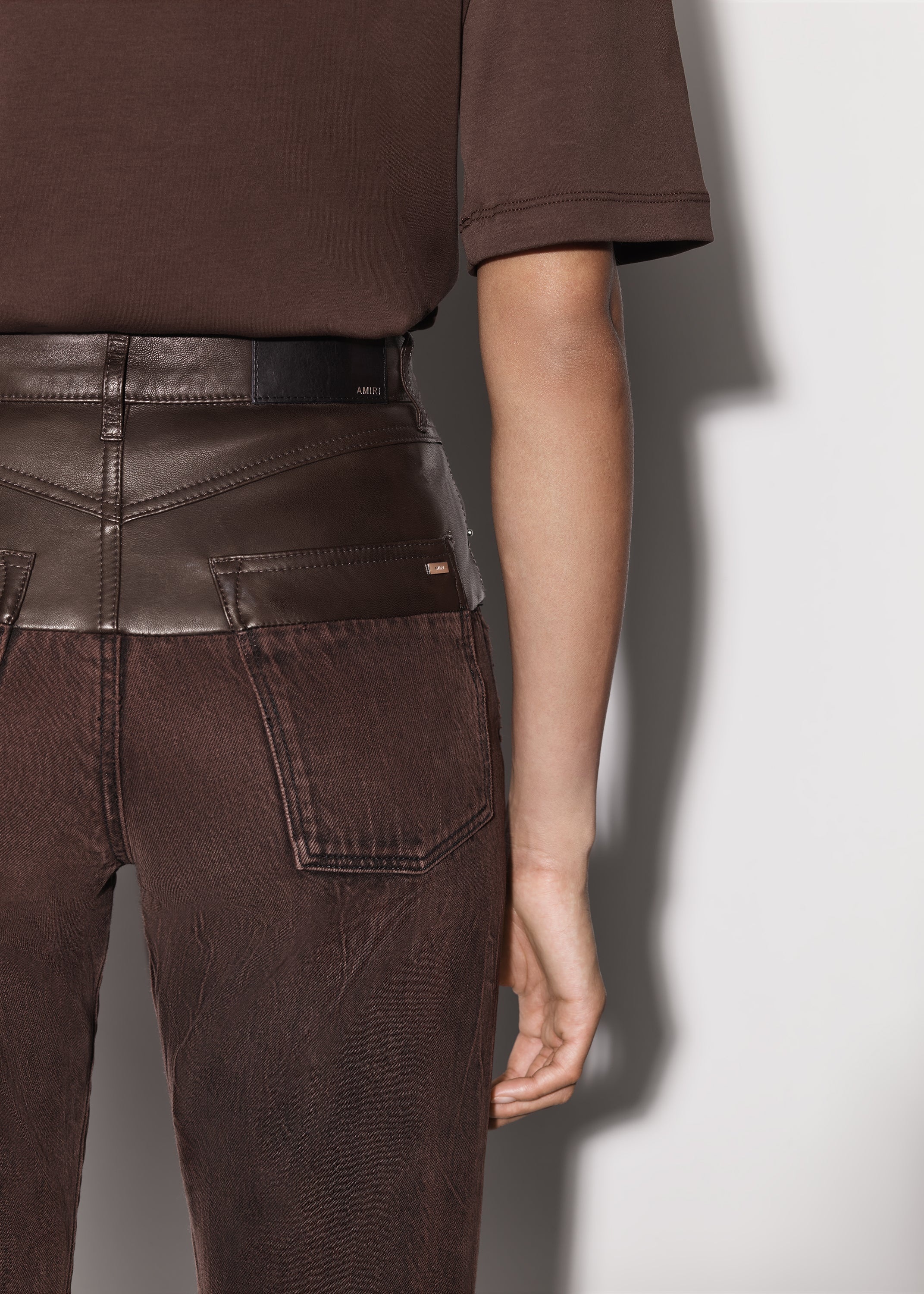 LEATHER HYBRID BOOTLEG JEAN - 7