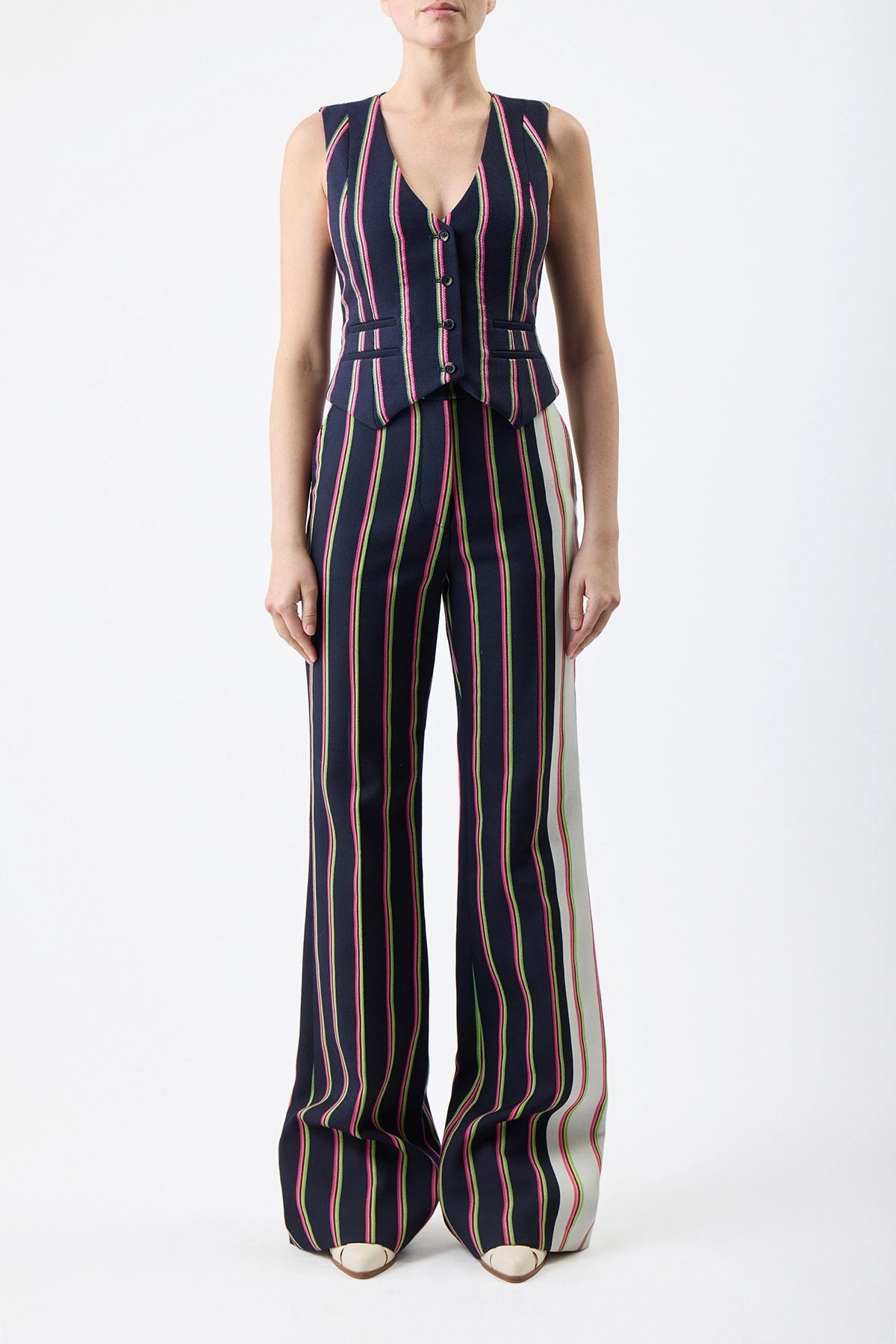 Jones Pant in Multi Striped Wool - 3