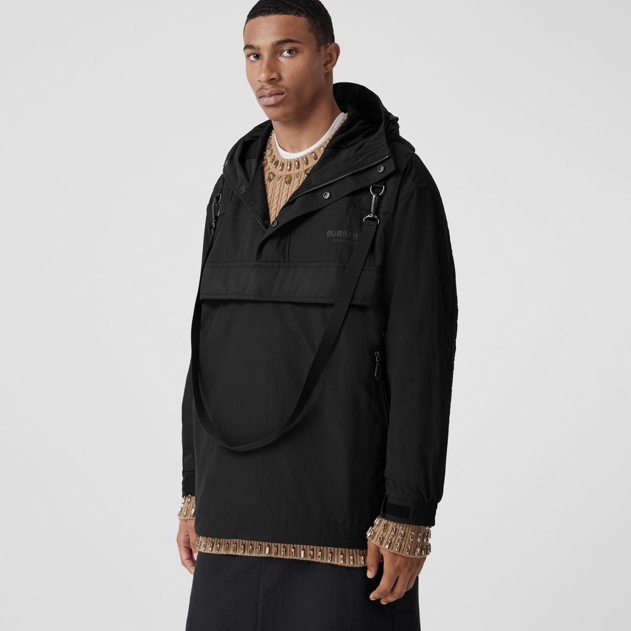Logo Detail Nylon and Cotton Oversized Jacket - 6