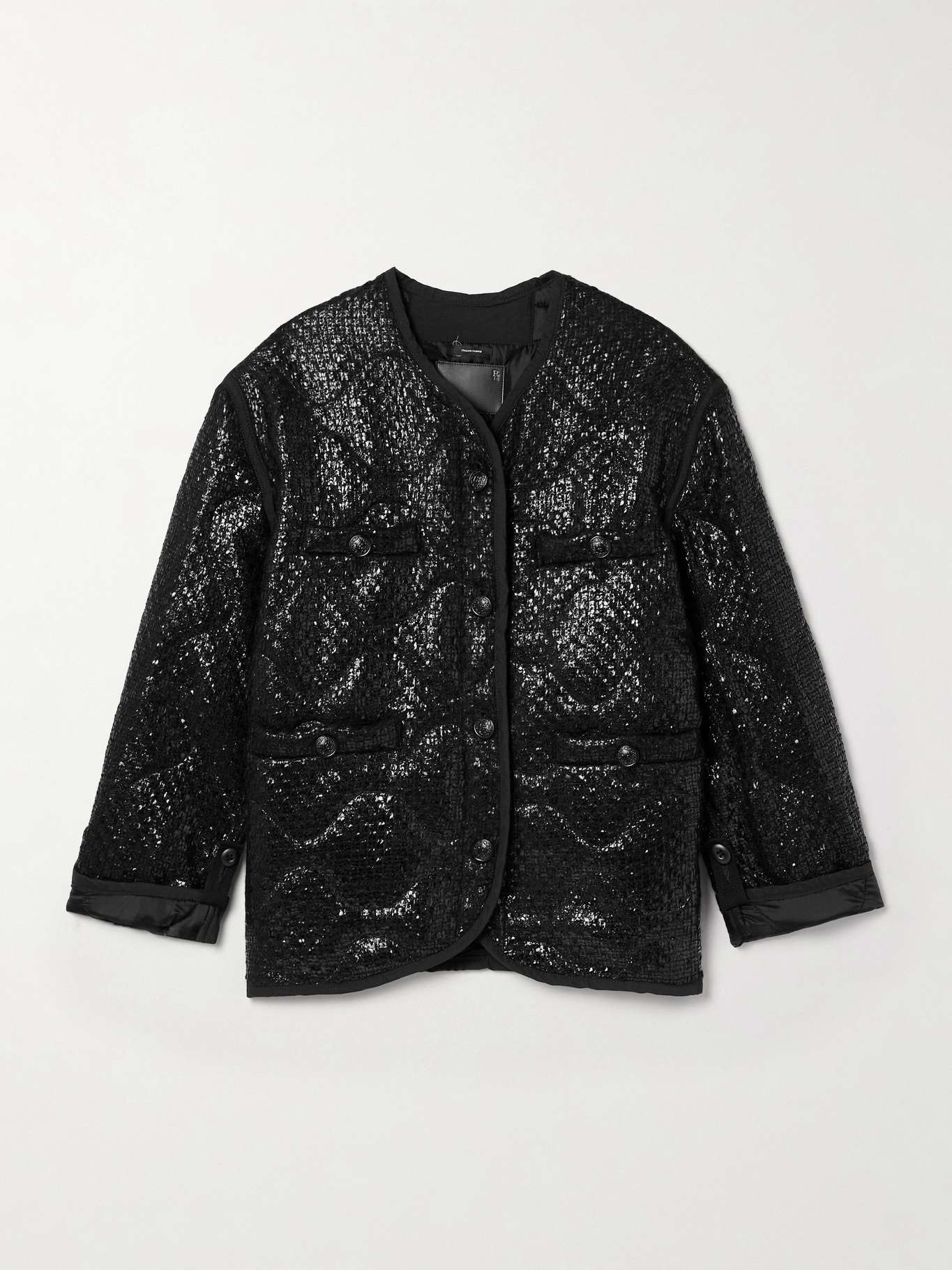 Quilted padded metallic tweed jacket - 1