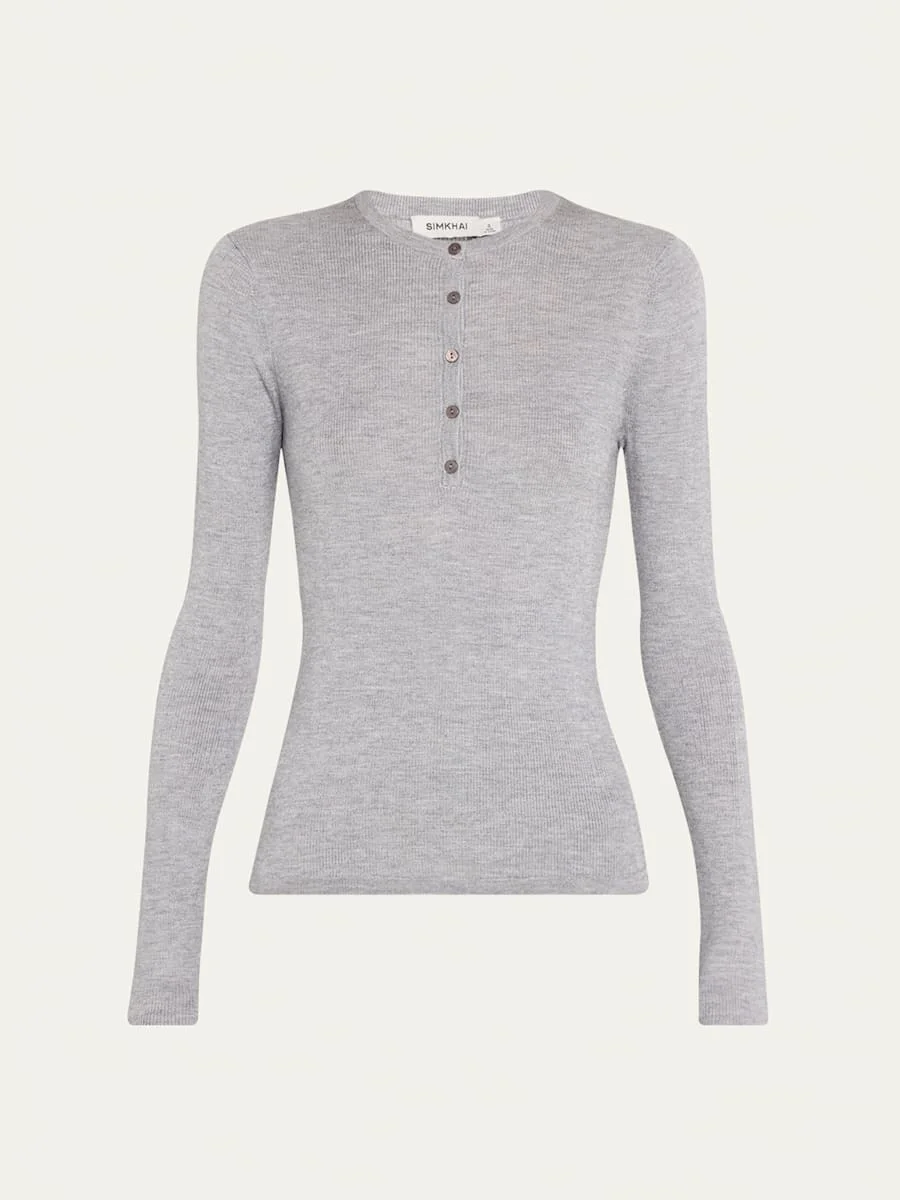Giorgia Silk and Cashmere Henley Top - 1