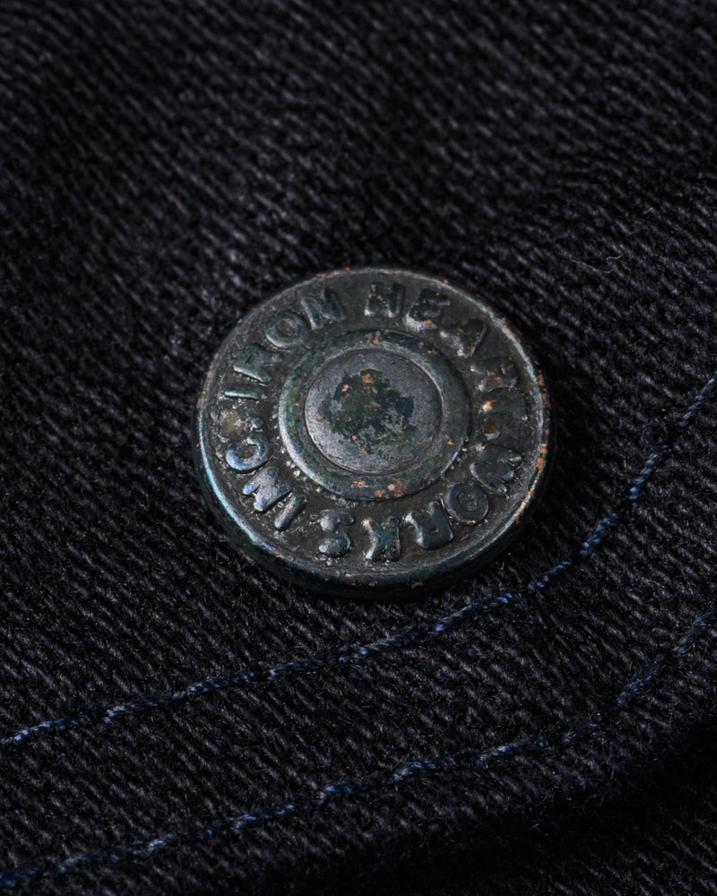 IHJ-123-OD 14OZ BROKEN TWILL SELVEDGE DENIM WORK JACKET - INDIGO OVERDYED BLACK 14