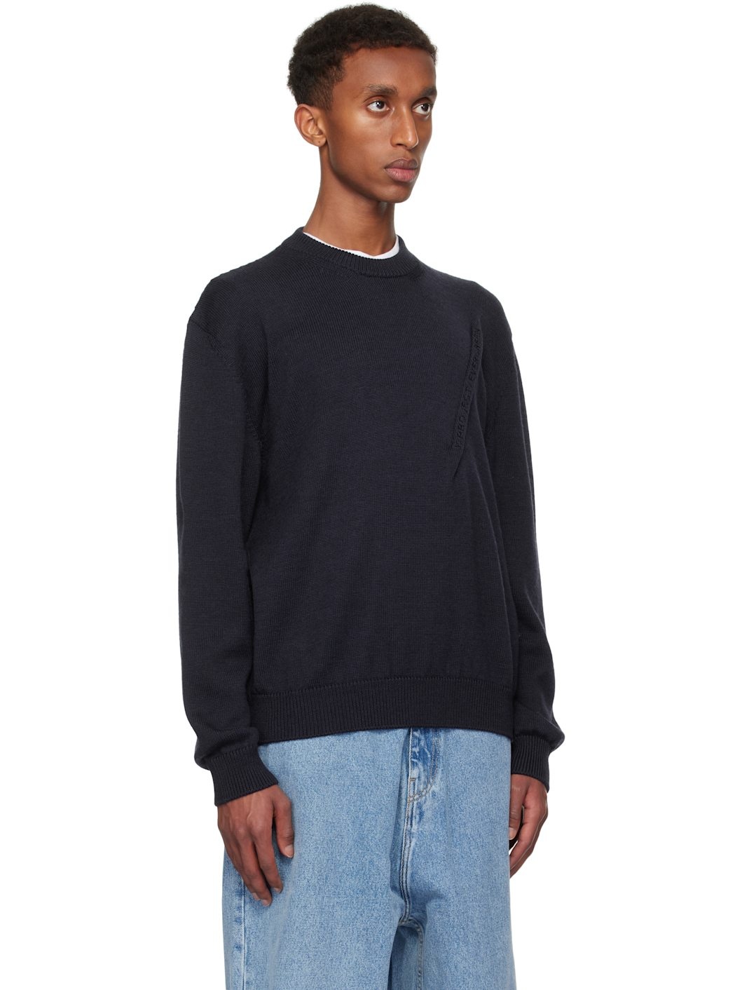 Navy Pinched Logo Sweater - 2