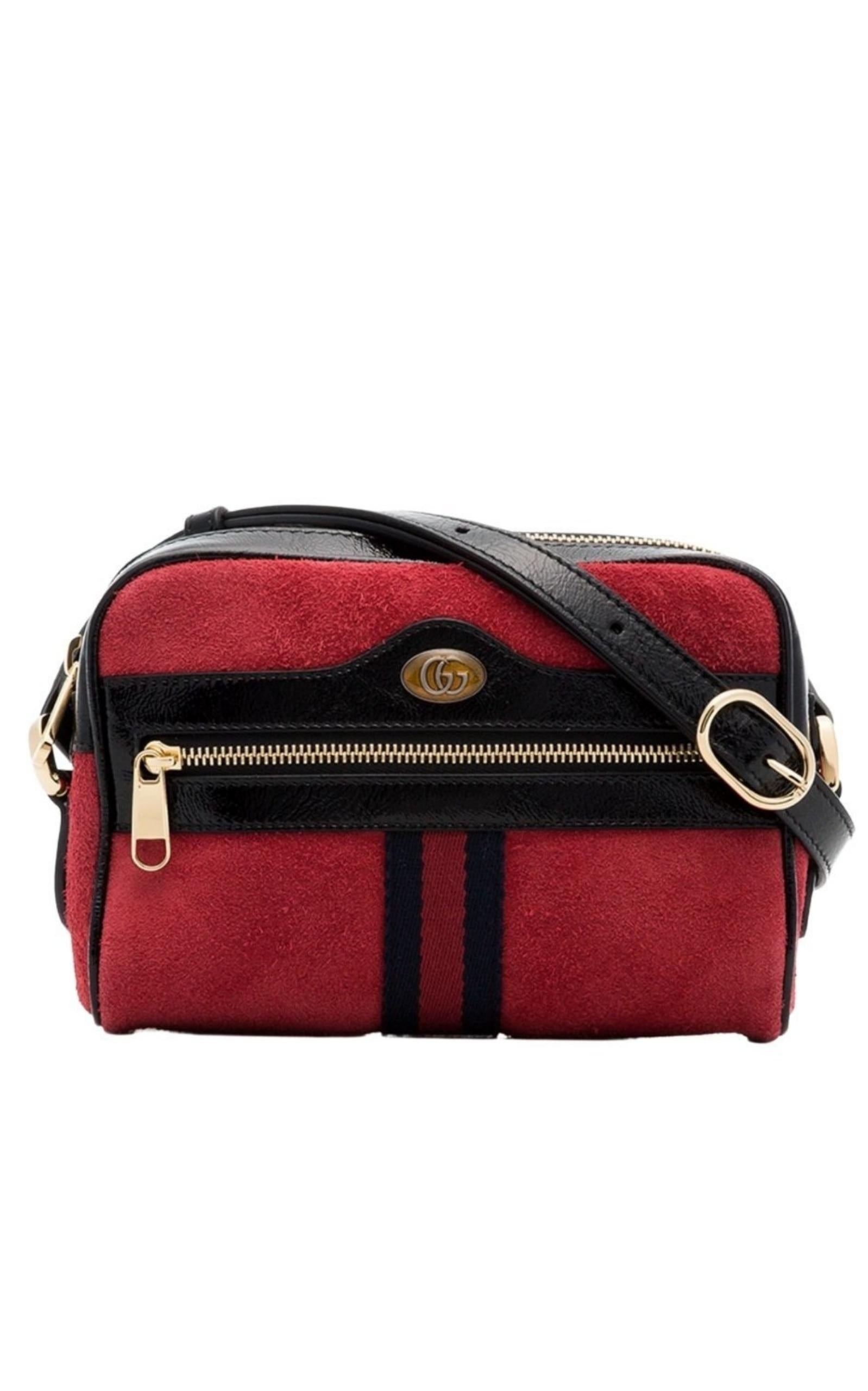 Red Ophidia Suede Mini Bag - 1