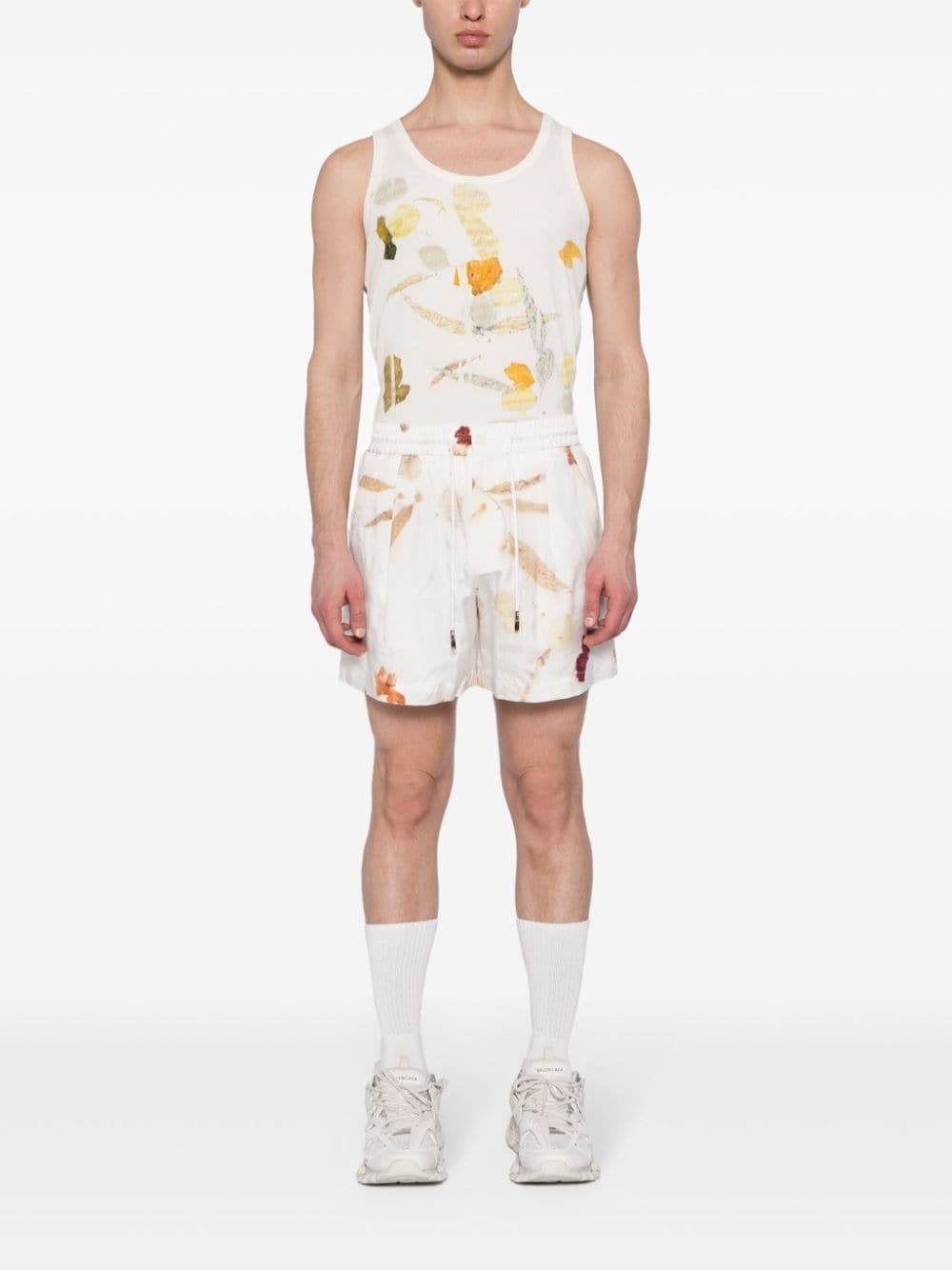 abstract-print drawstring shorts - 2