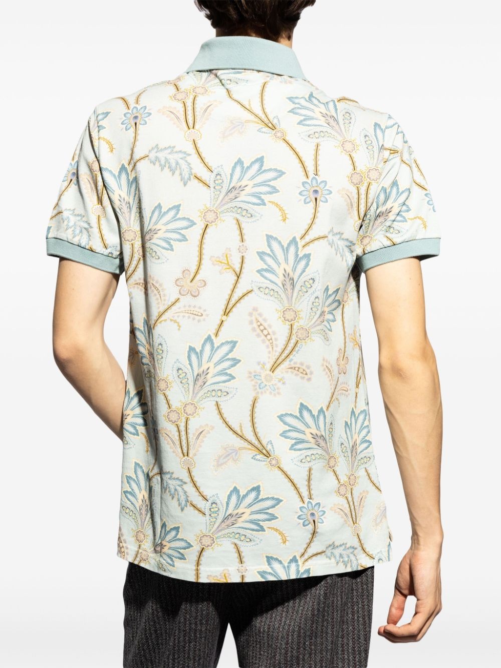 floral-print cotton polo shirt - 4