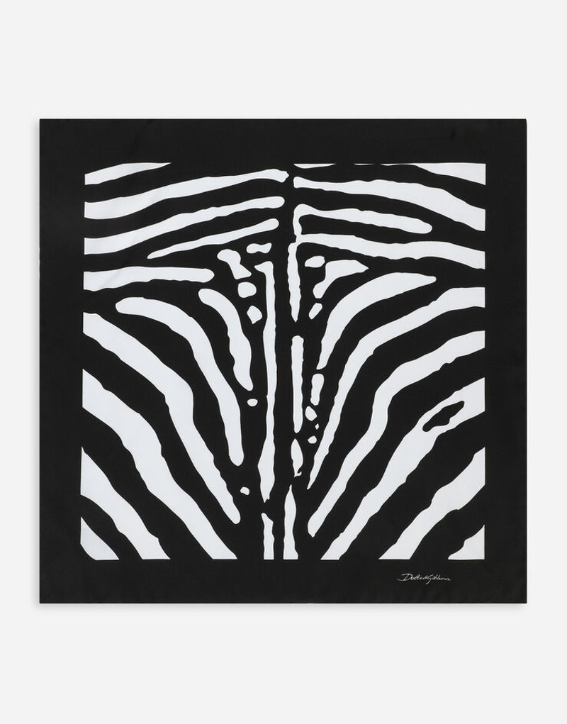 Zebra-print twill scarf (50 x 50) - 1