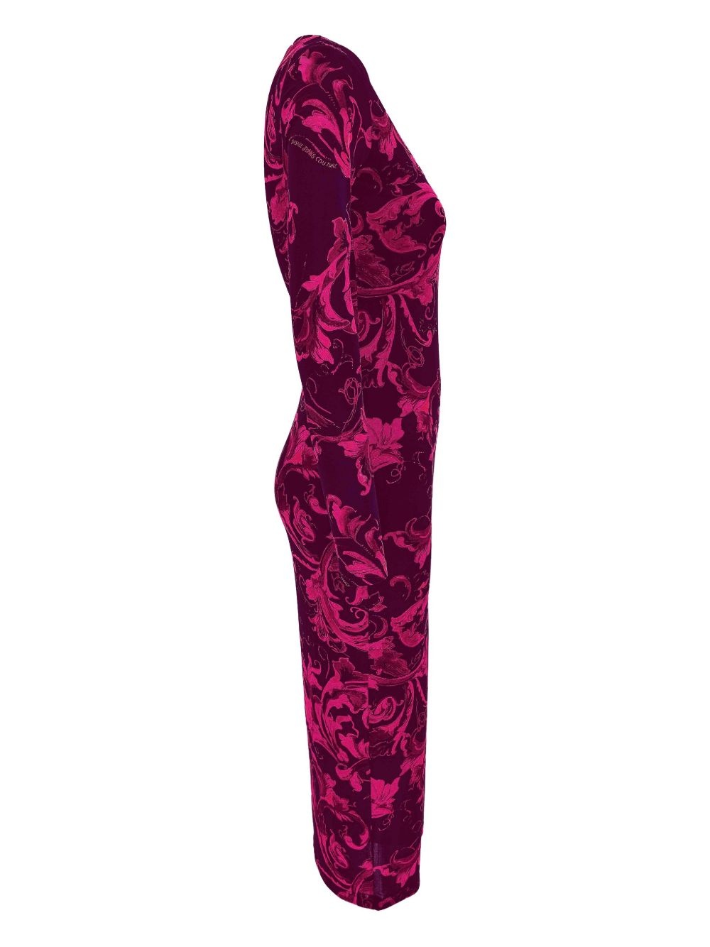 baroque-print long-sleeve midi dress - 2