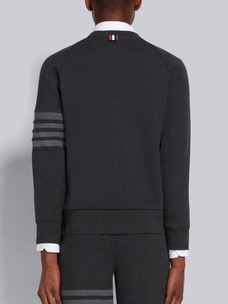 Charcoal Compact Waffle 4-Bar Crew Neck Sweatshirt 3
