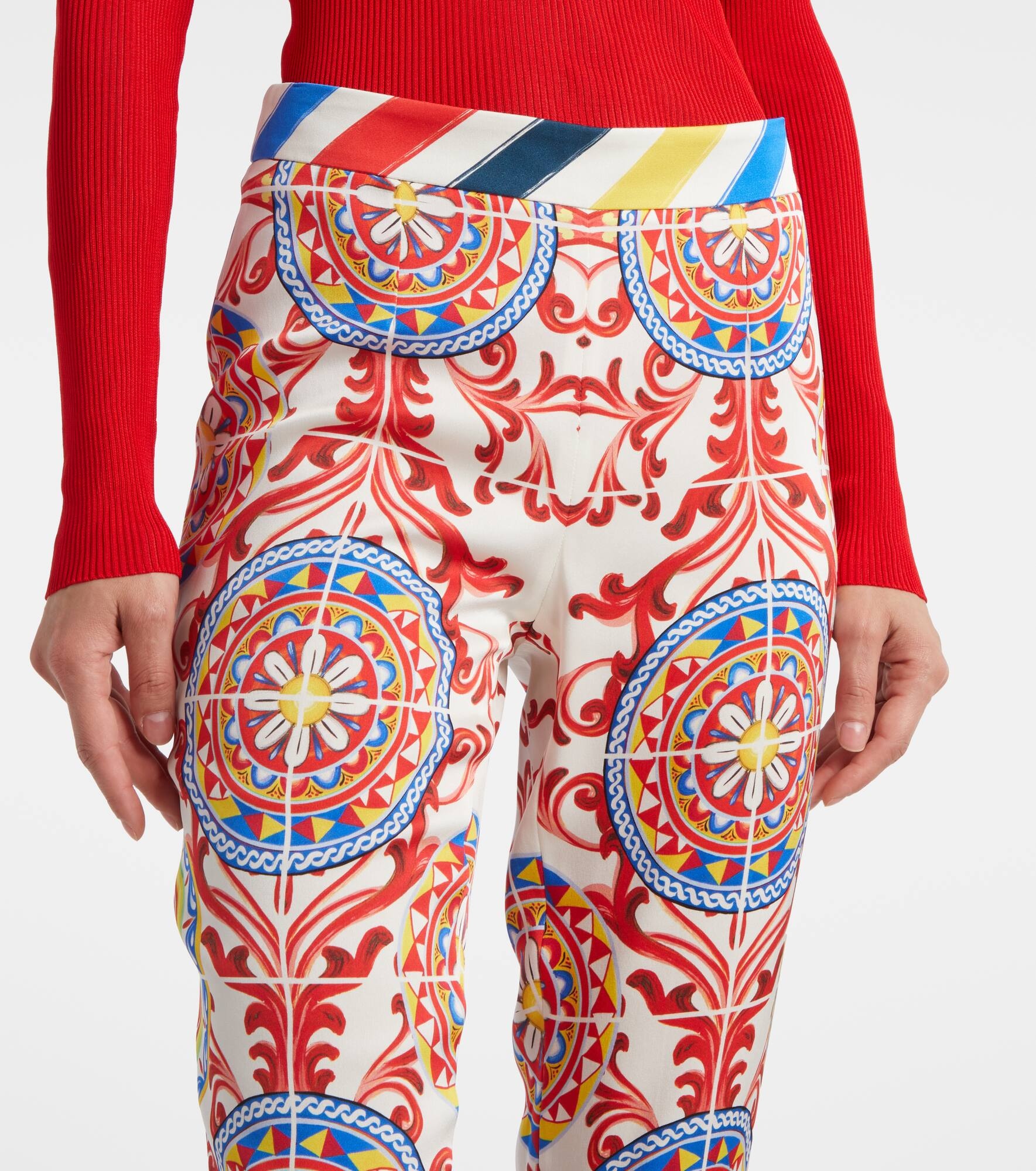 Cropped printed silk-blend flared pants - 4