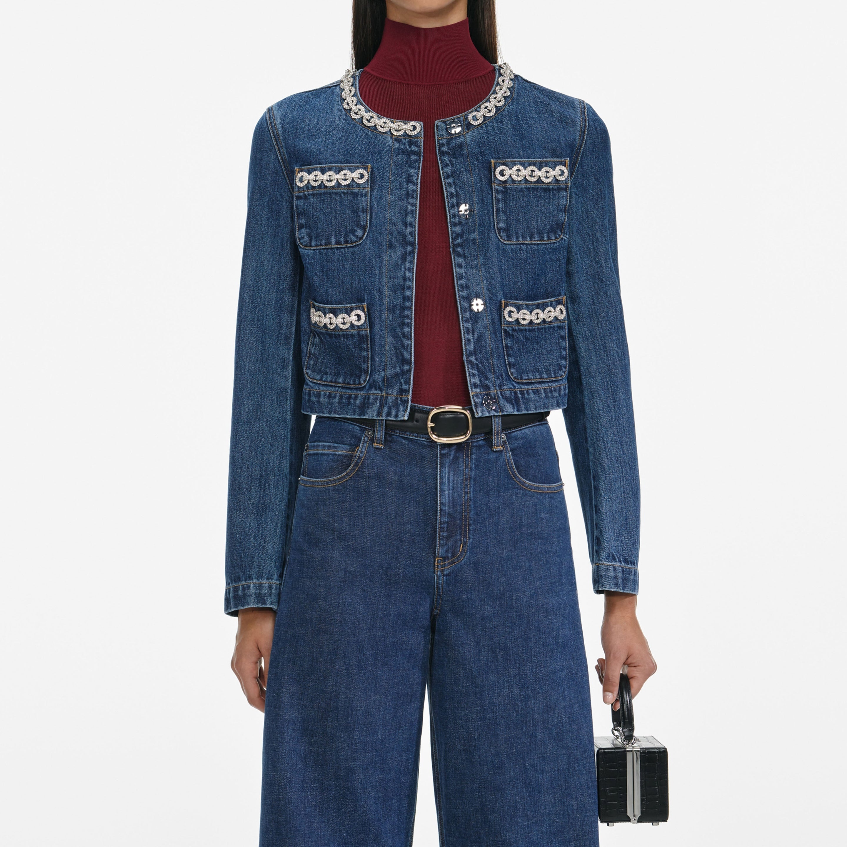Crystal Trim Denim Jacket - 4
