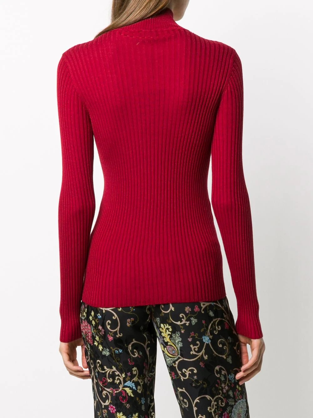 ribbed knit mock neck jumper - 4