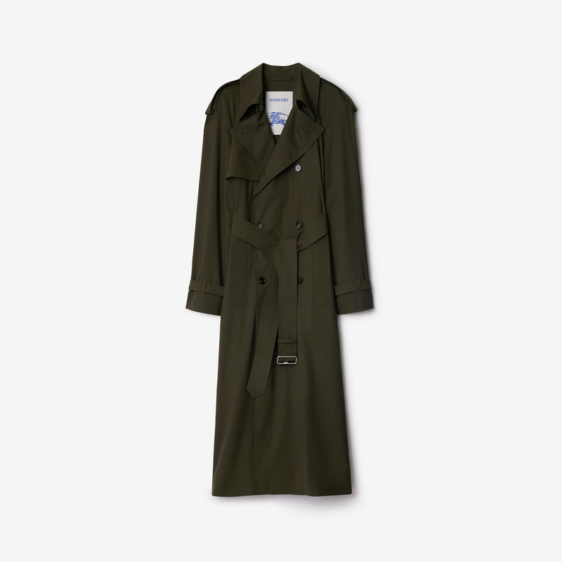 Long Stretch Wool Trench Coat 1