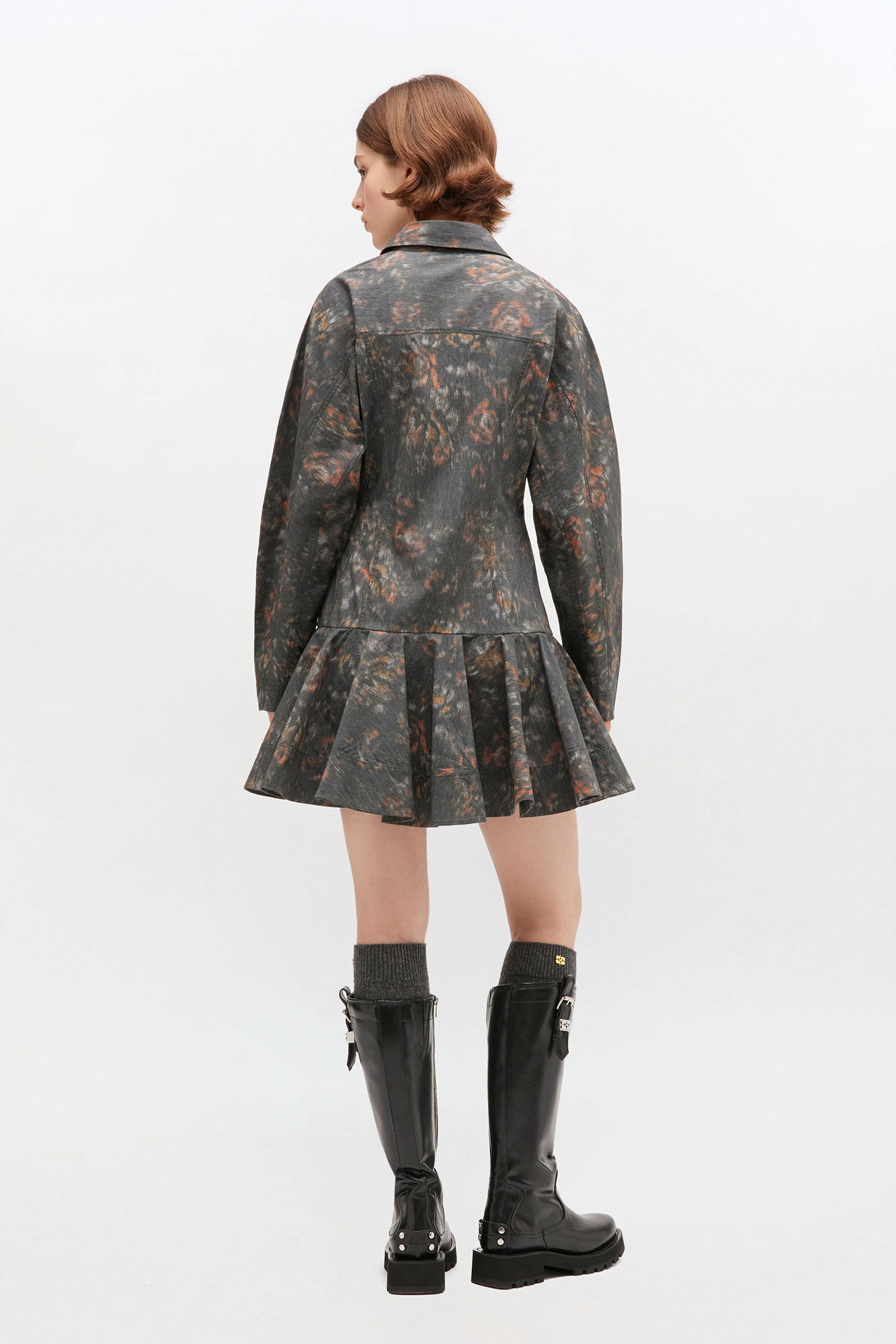BLACK FLORAL SHIRT DRESS - 3