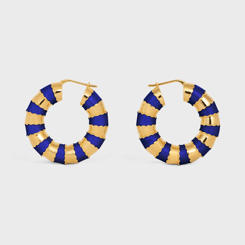 Frosted Hoops in Enamel and Brass with Gold Finish 1