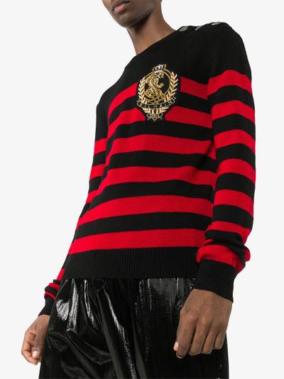 Balmain appliqued striped jumper outlook