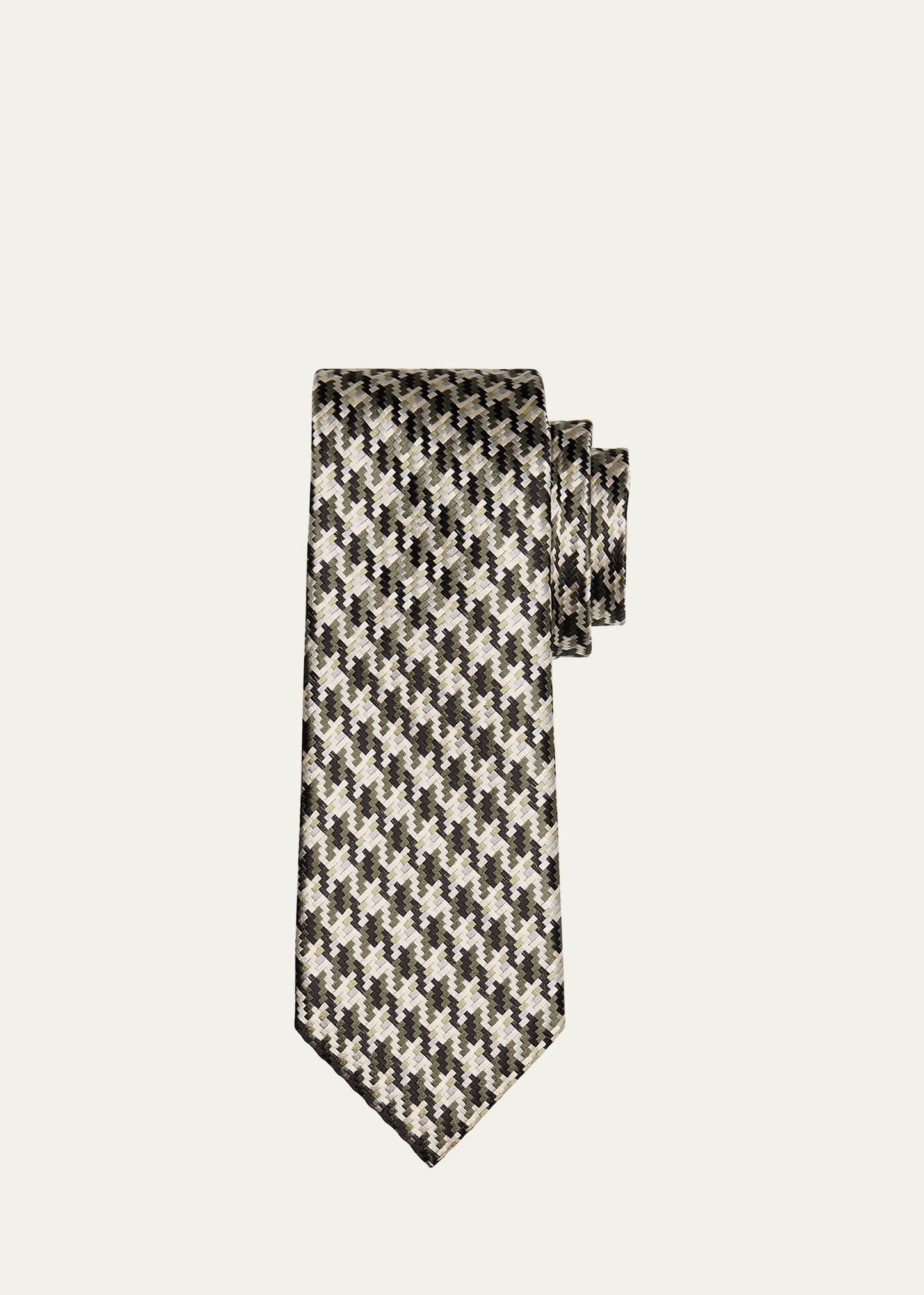 Men's Houndstooth Woven Silk Tie - 1