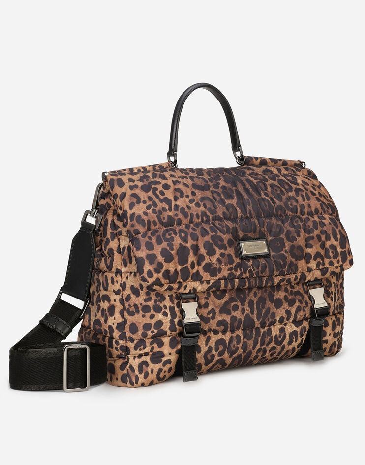 Leopard-print Sicily travel bag in quilted nylon - 3