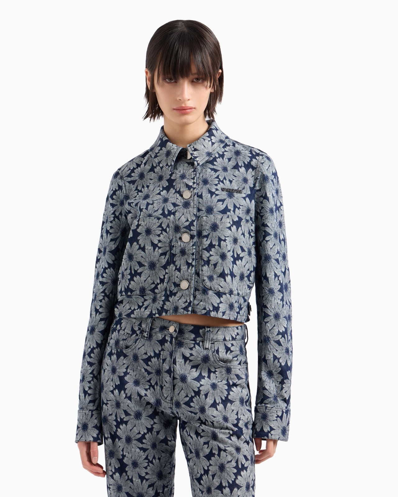 ASV DENIM JACKET WITH ALL-OVER JACQUARD DAISIES FROM THE PEACE CAPSULE COLLECTION - 4