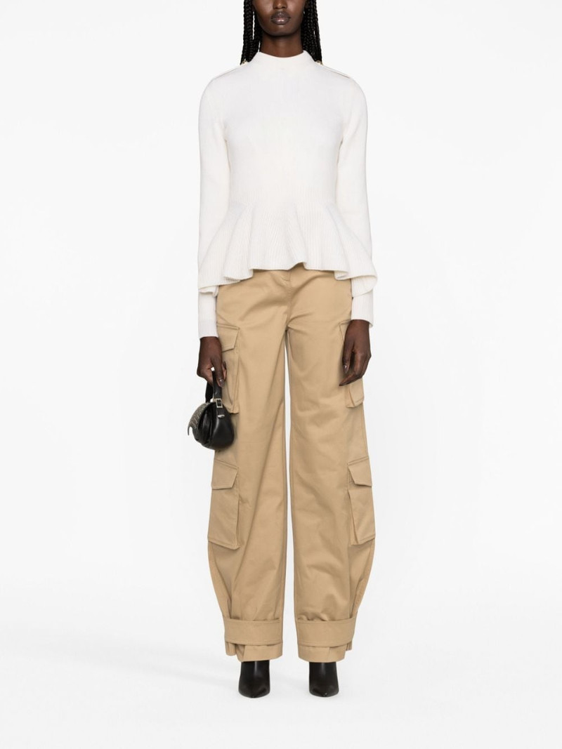 Alexander McQueen ribbed-knit peplum-hem jumper outlook
