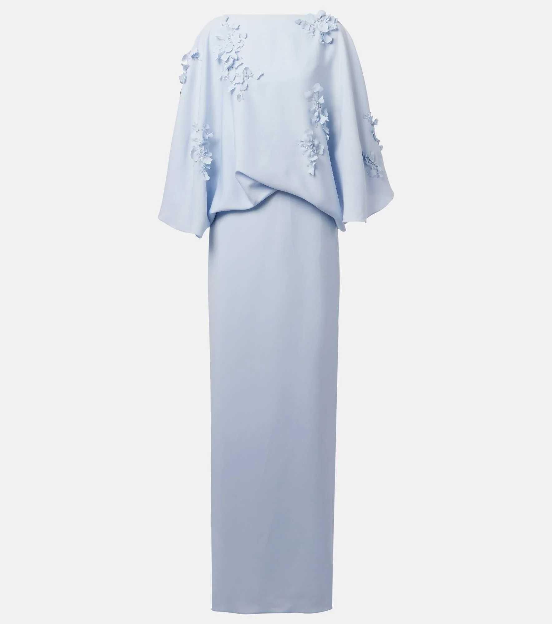 Floral-appliqué silk gown - 1