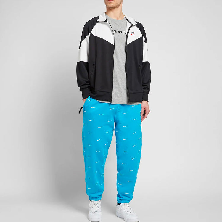 Men's Nike NRG Swoosh Logo Full Print Straight Sports Pants/Trousers/Joggers Blue CJ8905-487 - 2