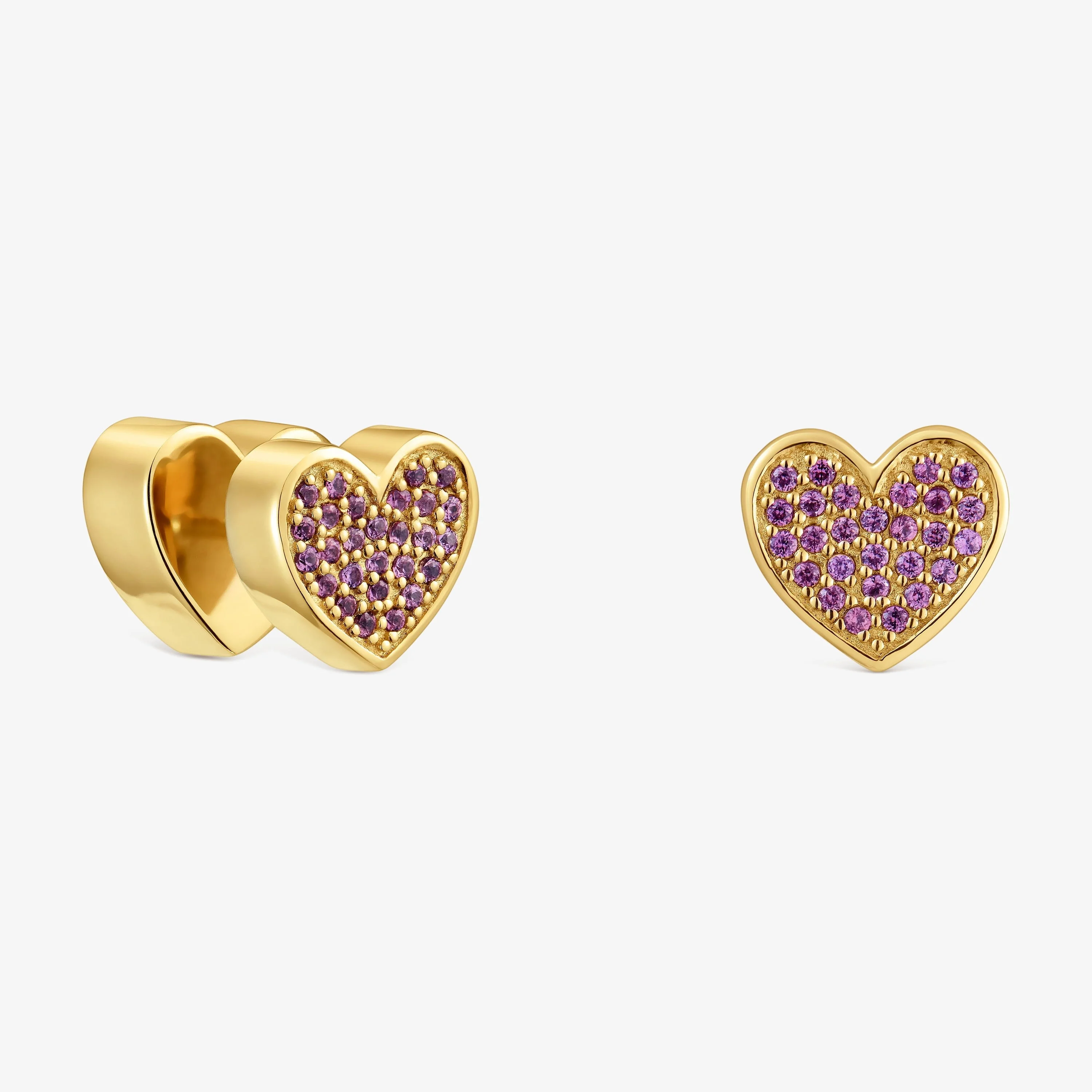 18K gold vermeil heart Earrings with rhodolites TOUS 1950 - 1