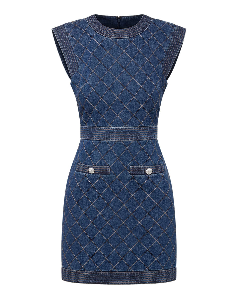 GINNY QUILTED DENIM DRESS - 1
