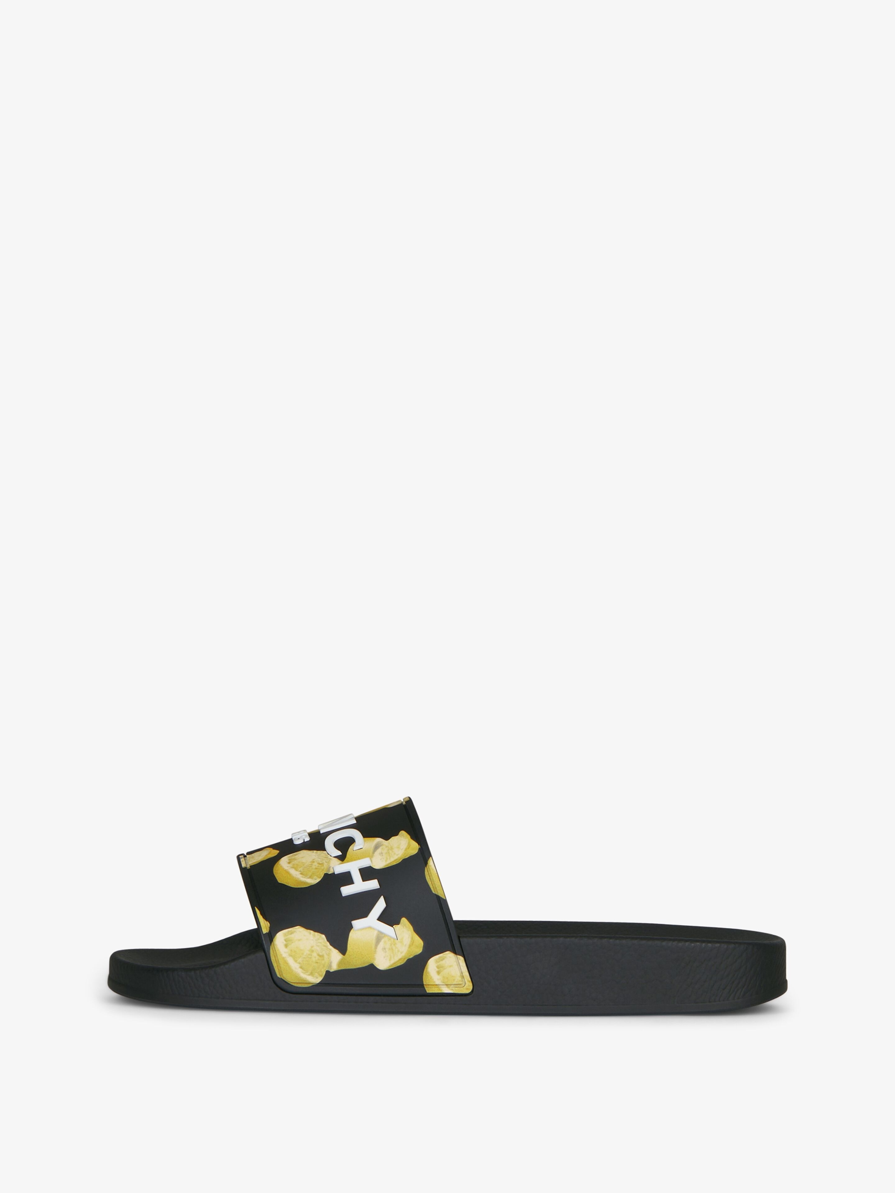 SLIDE FLAT SANDALS IN RUBBER WITH LEMONS PRINT - 3