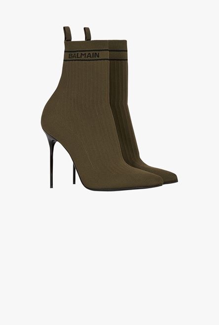 Khaki and black stretch knit Skye ankle boots - 2